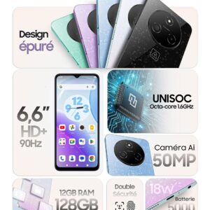 هاتف Ace Buzz 6 Pro – شاشة 6.6" HD+، معالج UNISOC ثماني النواة، 12GB RAM، 128GB تخزين، كاميرا 50MP، بطارية 5000mAh، أندرويد 13