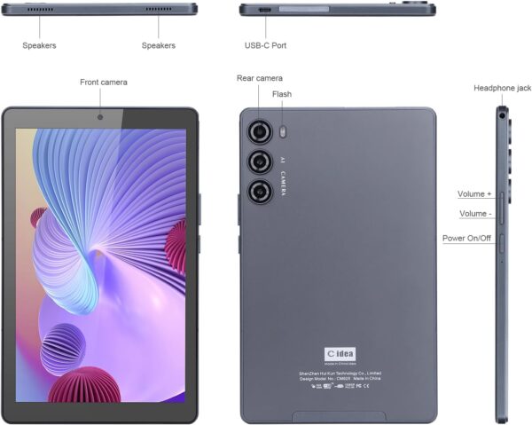 ⁦جهاز لوحي C Idea CM925 – شاشة 9 بوصة IPS، 8 جيجابايت رام، 256 جيجابايت تخزين، كاميرا 5+8 ميجابكسل، دعم 4G و5G WiFi، GPS، بطارية 8000 مللي أمبير – أندرويد 12 - وردي⁩ - الصورة ⁦2⁩