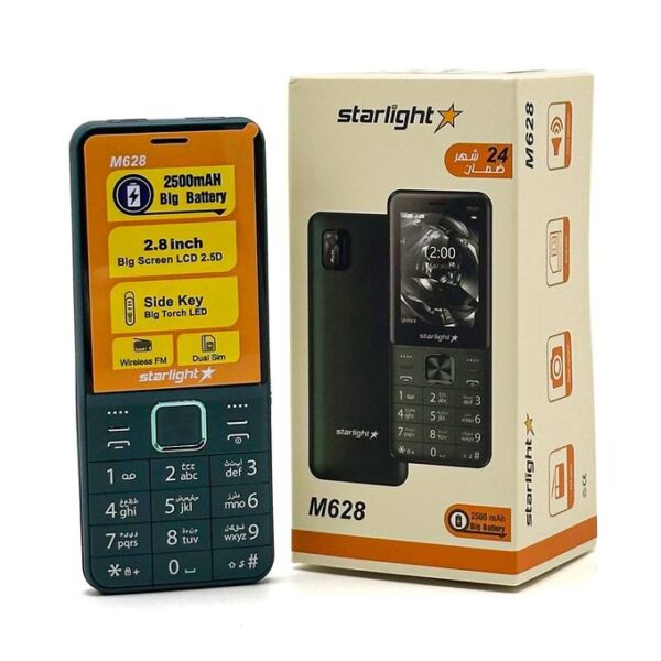 هاتف Starlight M620 – شاشة 2.7″، بطارية 2500mAh، كشاف قوي، يدعم شريحتي اتصال (Dual SIM)