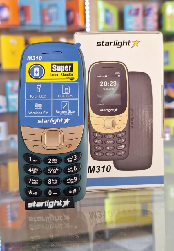 هاتف Starlight M310 – شاشة 1.7″، بطارية 1000mAh، كشاف قوي، يدعم شريحتي اتصال (Dual SIM)
