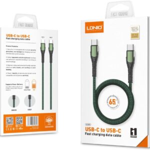 كابل LDNIO LC101 USB-C إلى USB-C – شحن سريع + نقل بيانات + تصميم متين