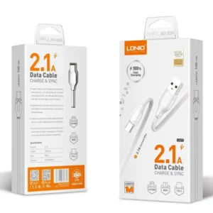 كابل Mobiland LS371 USB – شحن سريع 2.1A + مزامنة بيانات + طول 1 متر