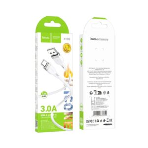 كابل HOCO X109 USB إلى Type-C – شحن سريع 3.0A + طول 1 متر + تصميم أنيق باللون الأبيض
