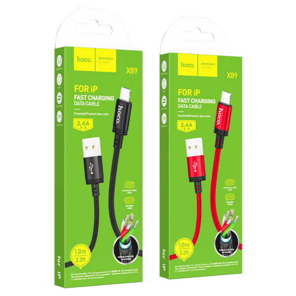 كابل HOCO X89 USB to Lightning – شحن سريع 2.4A